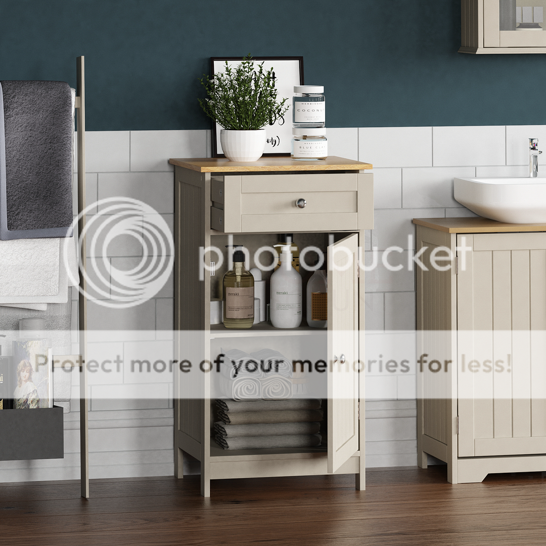 Priano Freestanding Bathroom Unit Grey Vanity Cupboard Storage